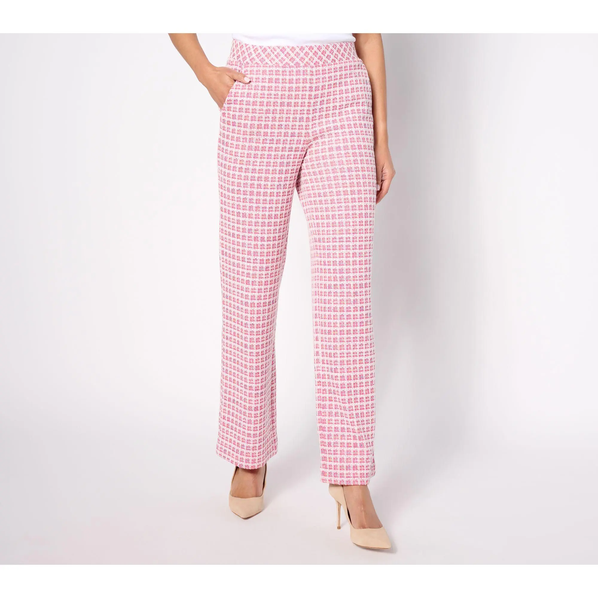 Isaac Mizrahi Live! Tall Chenille Yarn Knit Tweed Full Lentgh Pants