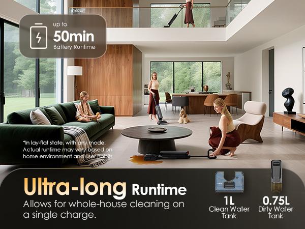 Tineco Floor One S7 Artist Wet Dry Vacuum Cleaner, 22kPa Suction, iLoop Smart Sensor, DualBlock Anti-Tangle Design, 185℉ Flashdry, 50 Min Runtime, Dual-Edge Cleaning, 180° Lay-Flat