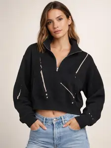 Crop black tie dye sweatshirt