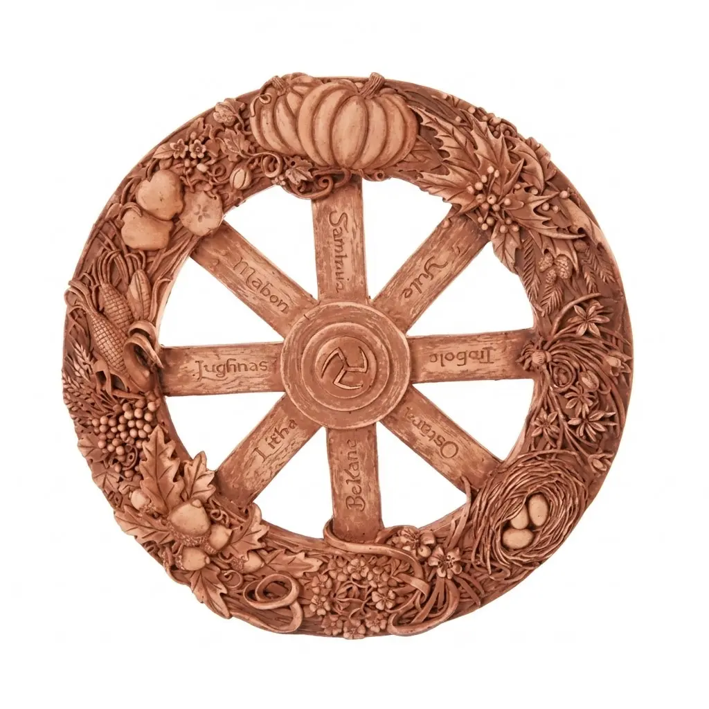 Wheel of the Year Wall Plaque — Hand-Painted Resin Eight Sabbats