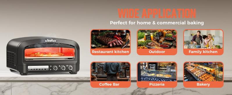 BIG HORN OUTDOORS 14‘’ Pizza Oven Indoor,  Heats up to 800°F, Electric Countertop Pizza Oven with 6 Modes, Flip-Up Design Pizza Cooker for Home Kitchen, Restaurants, Parties  TikTokShopBlackFriday