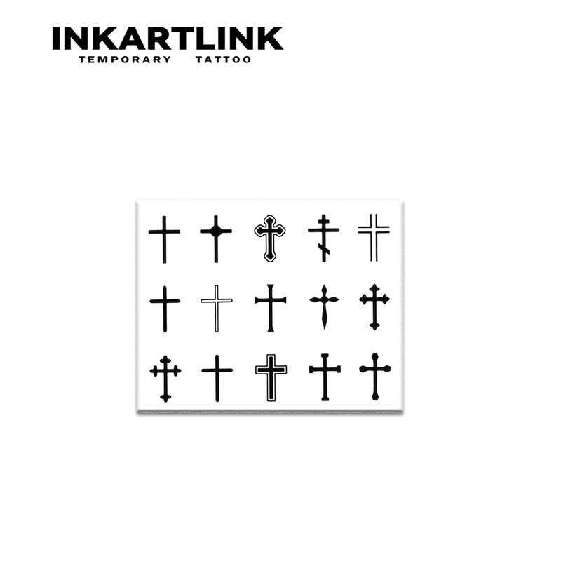 INKARTLINK magic art tattoo 2 pieces,Crucifix,waterproof, semi-permanent, long-lasting, temporary, simple fake stickers,for party,