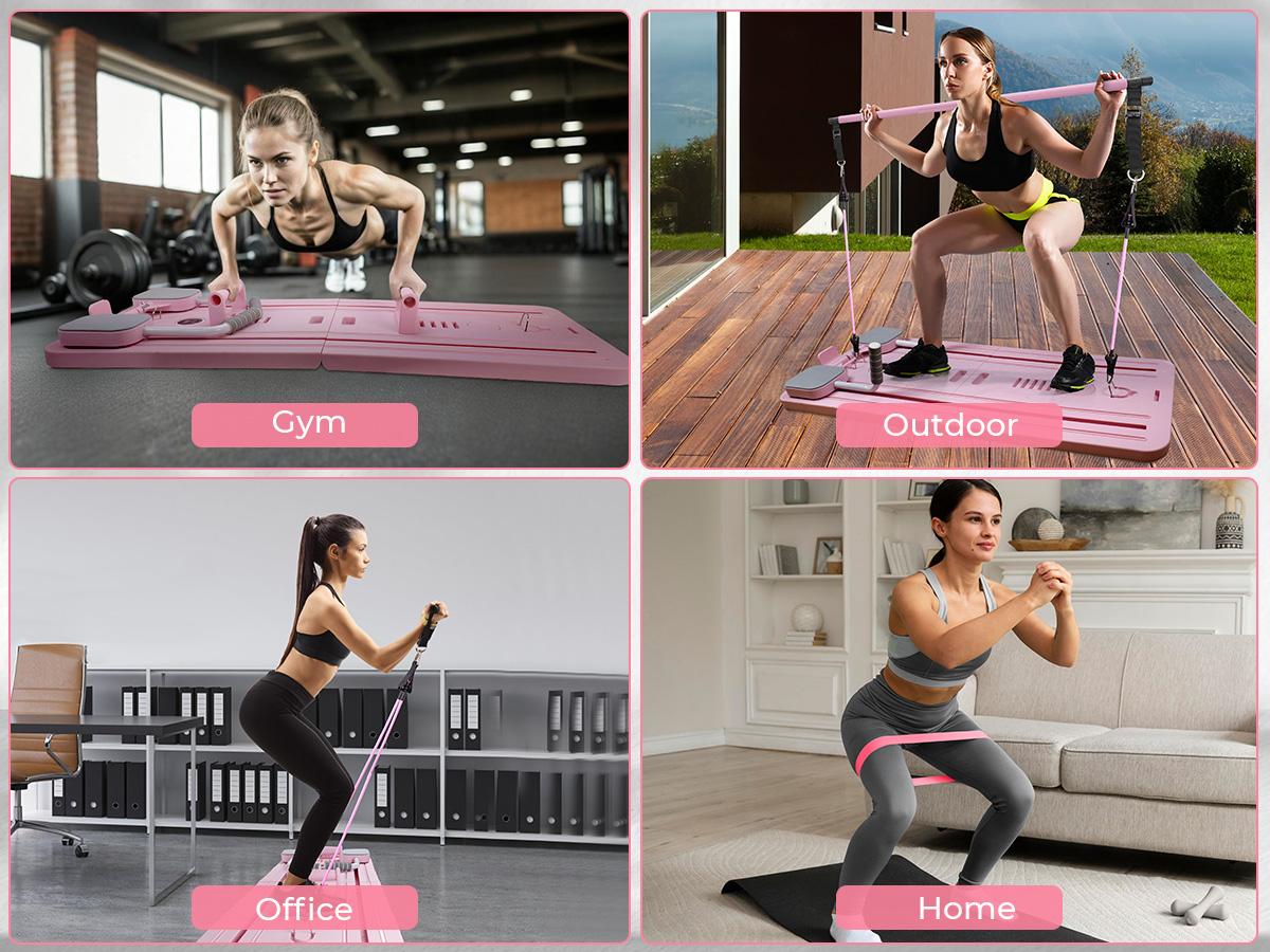 homimanor Pilates Reformer Machine, Multifunctional Abdominal Board with Pilates Bar and Resistance Bands Kit for Core & Full Body Training, Portable Pilates Board Equipment for Home Workout homimanor Pilates Reformer Machine, Multifunctional Abdominal Board with Pilates Bar and Resistance Bands Kit for Core & Full Body Training, Portable Pilates Board Equipment for Home Workout