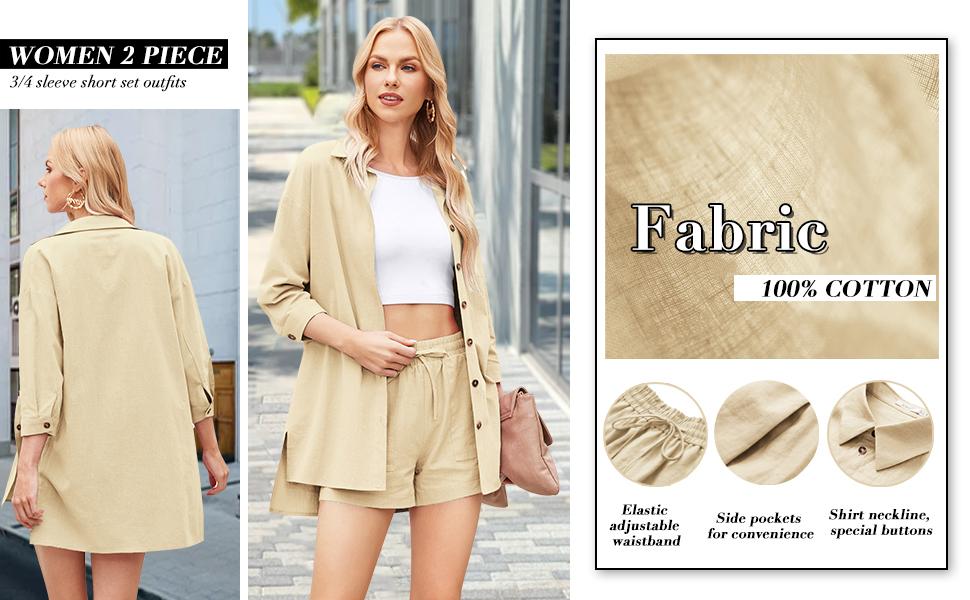 Highland.fashion Selection Live Zeagoo Women’s 2 Piece Lounge Tracksuit Outfit Sets 2025 New Linen High Low Shirt and Drawstring Casual Shorts New Summer Clothes Chic