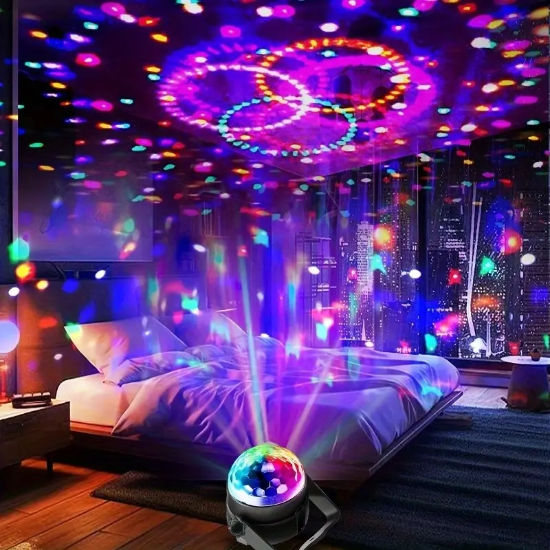Modern Geometric Pattern USB Powered RGB Disco Ball Light, Color Changing Night Lamp Led Lights for Parties, Bars, Karaoke, Weddings, Nighttime Ambiance Led Mood Lighting