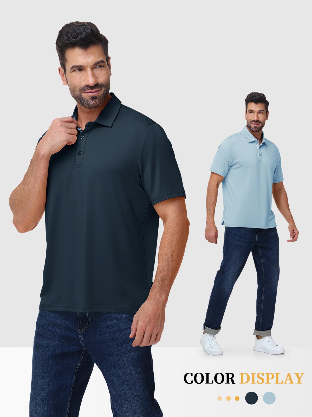 GOPUNE Men's Classic Polo Shirts Short Sleeve 3-Button Fashion Golf Polo Moisture Wicking Athletic Tennis T-Shirts Casual Contrast Collared Work Printed Polo Shirts Sports Tops #SpringFresh