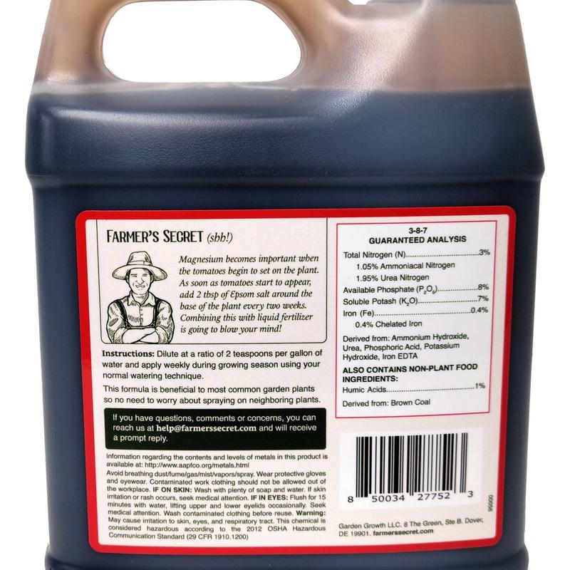 Farmer's Secret Tomato Booster Fertilizer - Super Concentrated - 3:8:7 Ratio Fortified with Humic Acid, Iron and Calcium - Grow More Tomatoes