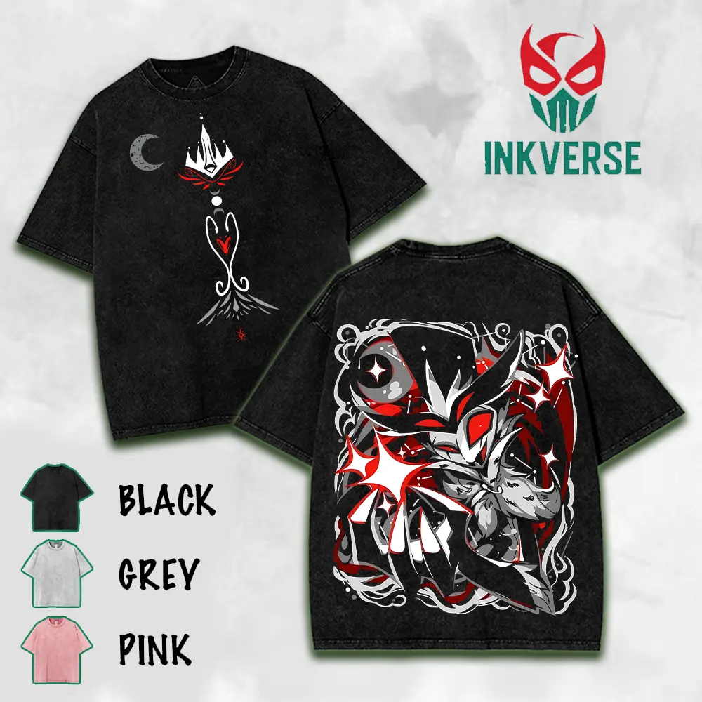 Stolas & Blitzo Helluva Boss v2, Hazbin Washed Shirt, Comic Shirt, TV Show Shirt graphic tees Menswear Top Cotton Fabric lover streetwear