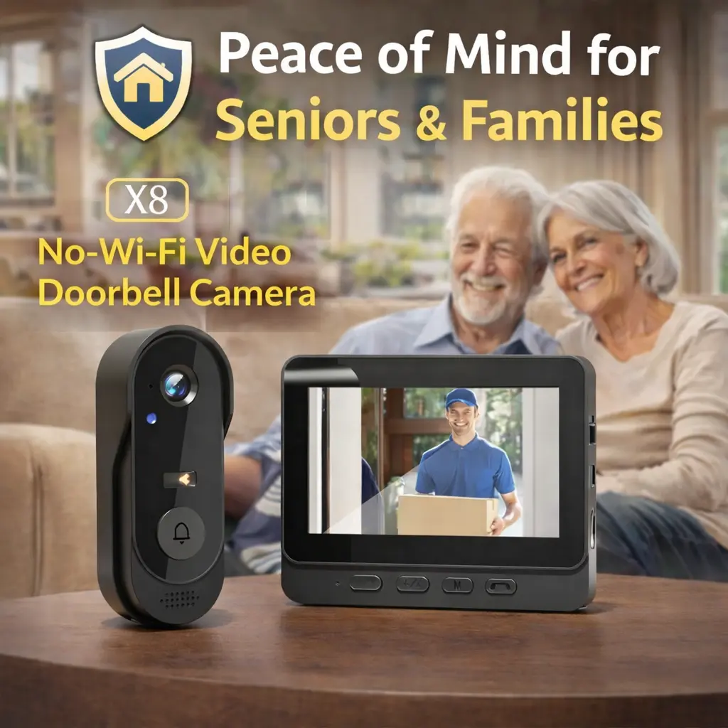 X8 No Wi-Fi Video Doorbell Camera for Home Security | Night Vision | Two-Way Privacy Intercom | Rechargeable