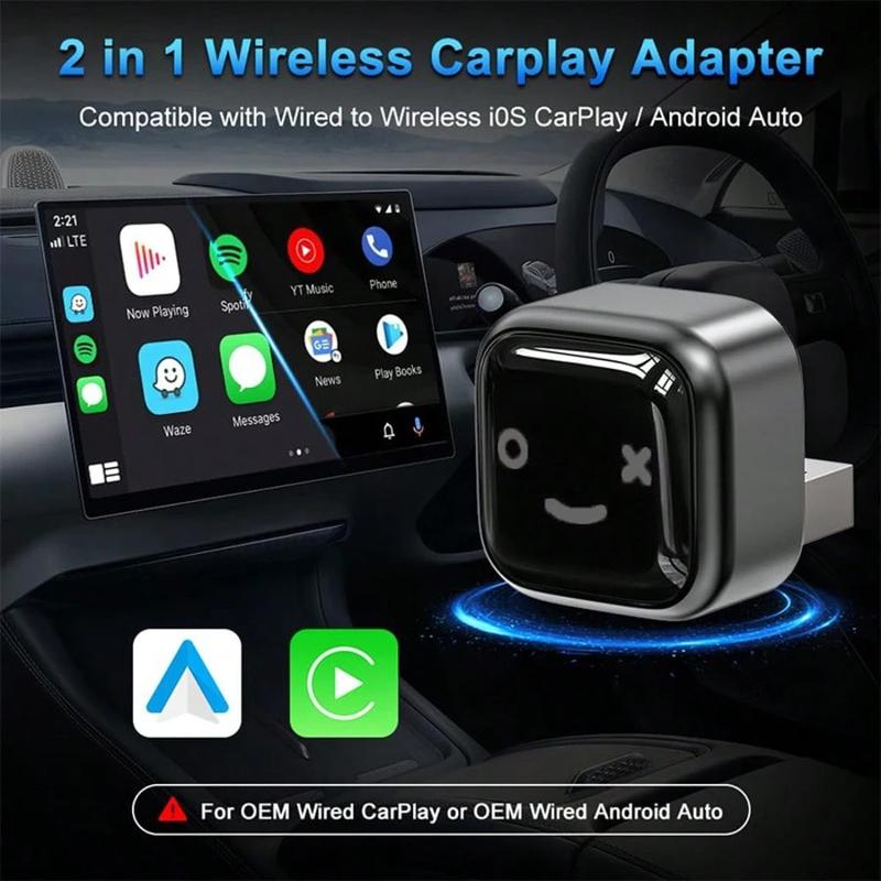(2 In 1)Wireless CarPlay Adapter For Android 11+/Ios 10+ - 2025 Upgrade Wired CarPlay,Metal Body,Mini Size,Plug And Play,Perfect Compatible With Built-In Wired Apple CarPlay And Android Auto Cars