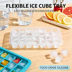 TikTok Viral 4 Pack Ice Cube Trays with Lids BPA Free Stackable Anti-Odor Ice Molds