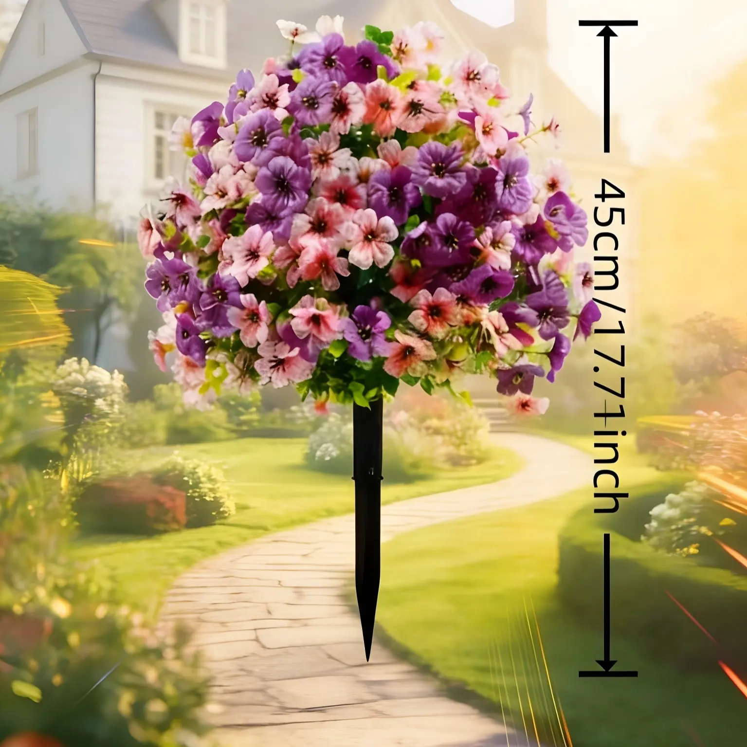 1/2 Pack Artificial Violet Tree with Ground Stake, UV Resistant Plastic Fake Flower Bush, Vibrant Faux Flowers, Faux Floral Decor, Artificial Flower Decorations, Colorful Flowers for Indoor Outdoor Easter Garden Wedding Decor, Artificial Plants