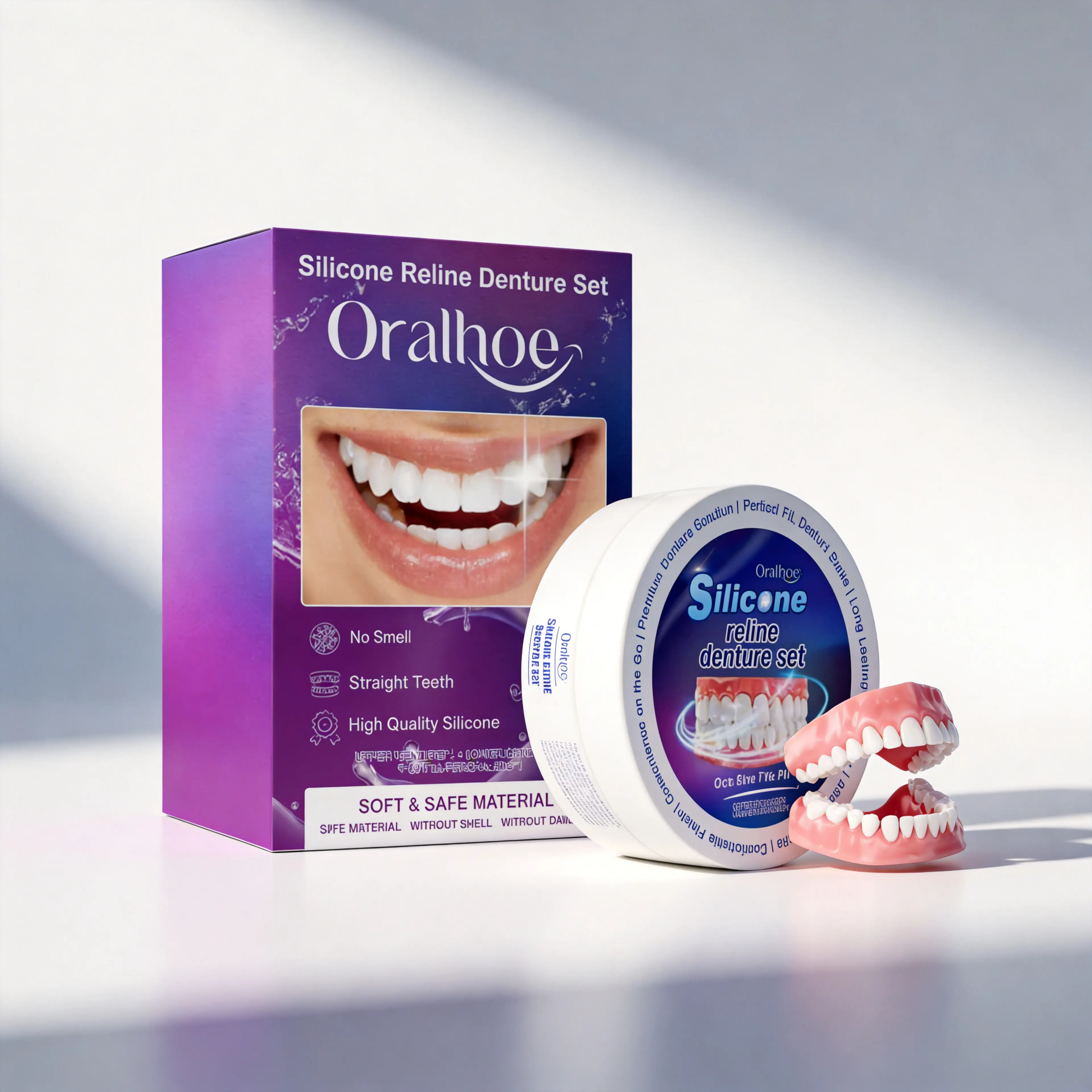 Unscented Gel Instant Smile Denture Kit - Oral Care Kit for Natural Look, Perfect Fit, and Comfortable Wear