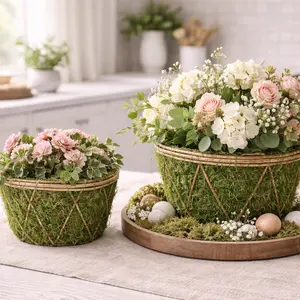 Twig & Moss Planter Pots Farmhouse Décor - Set of 2 (6" & 7.75")