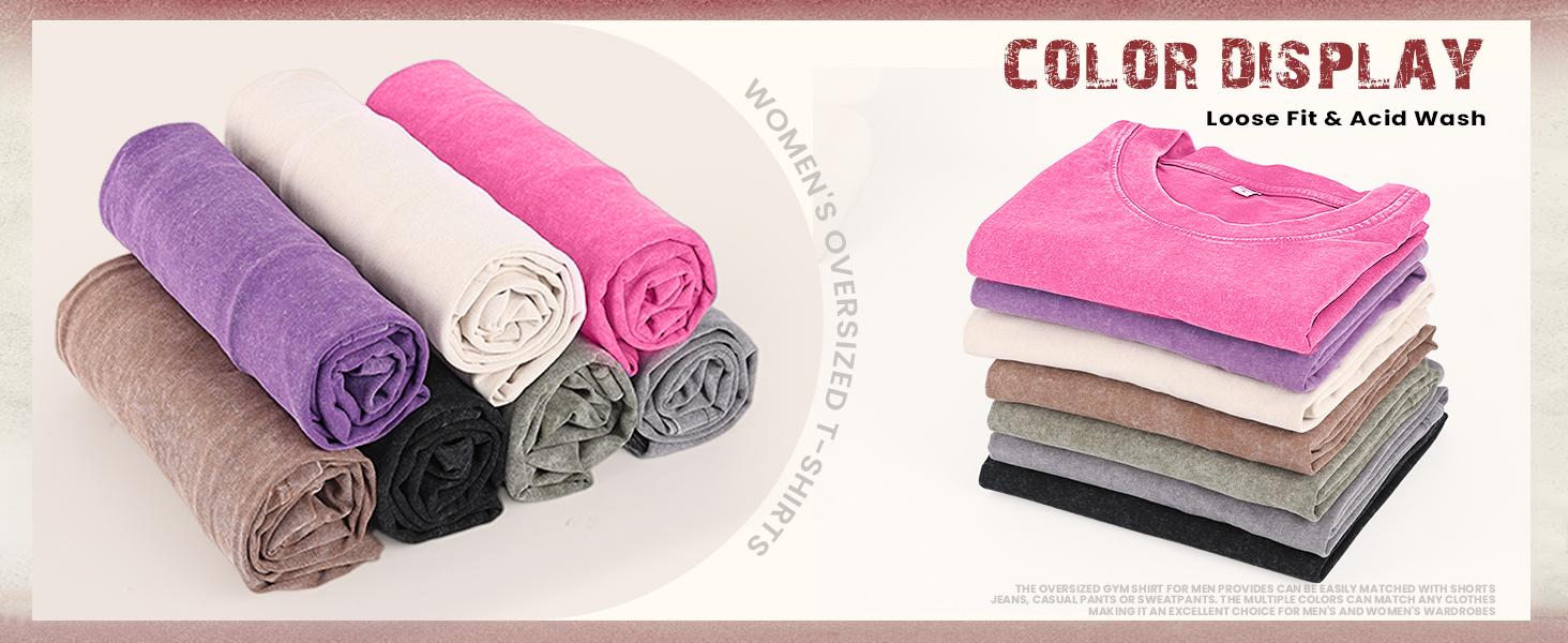 Arssm 4-Pack Unisex Oversized T-Shirts – Acid Wash Vintage Loose Fit Heavyweight Cotton Tees, Baggy Streetwear Tops for Men & Women