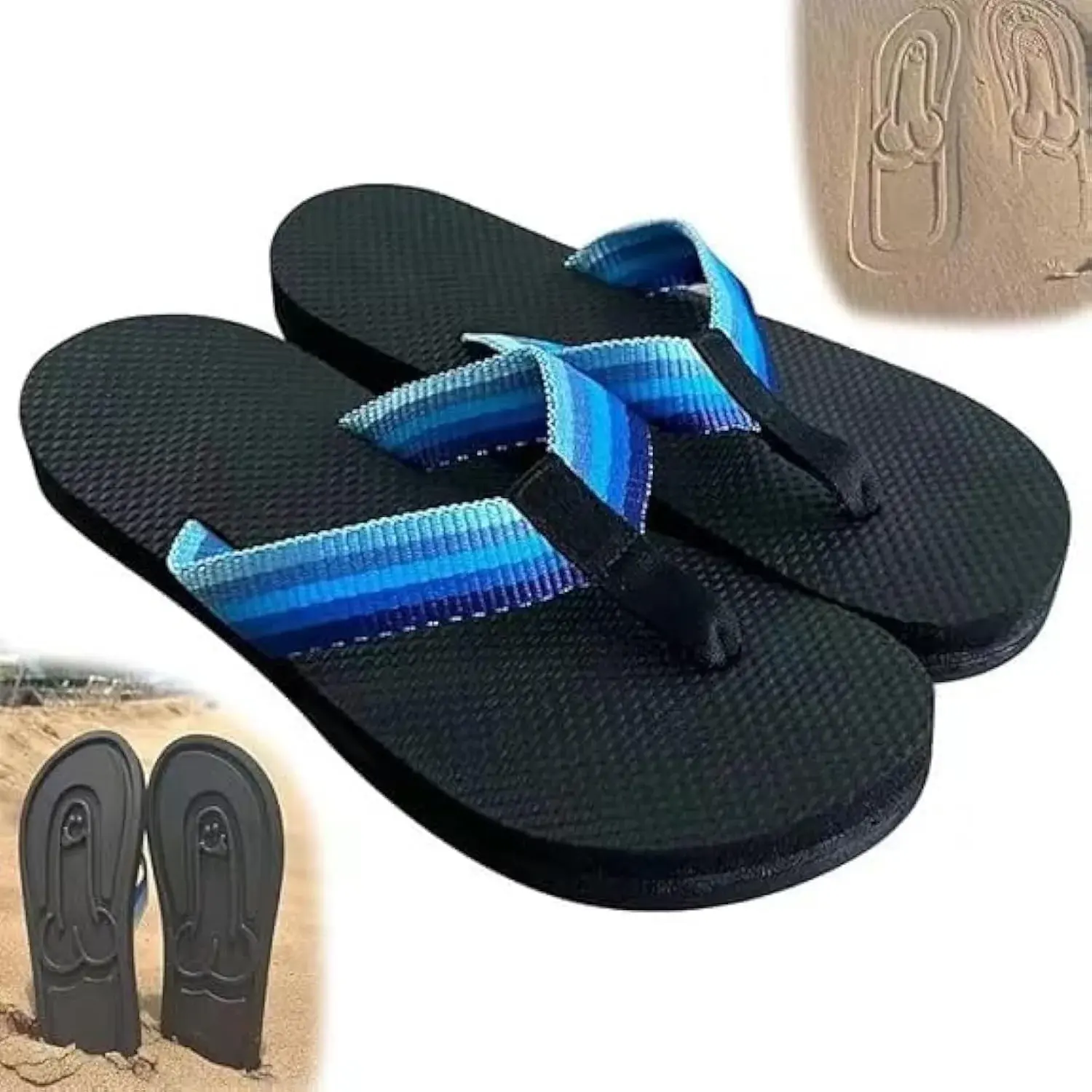 Men's Funny Hidden Design Toe Thong Flip Flops - Comfortable Quick-Drying EVA Sole Slip-On Open Toe Sandals, Handcrafted Quirky Accessories for Beach & Gag Gifts, Perfect Gift Idea, Quick Drying Sandals
