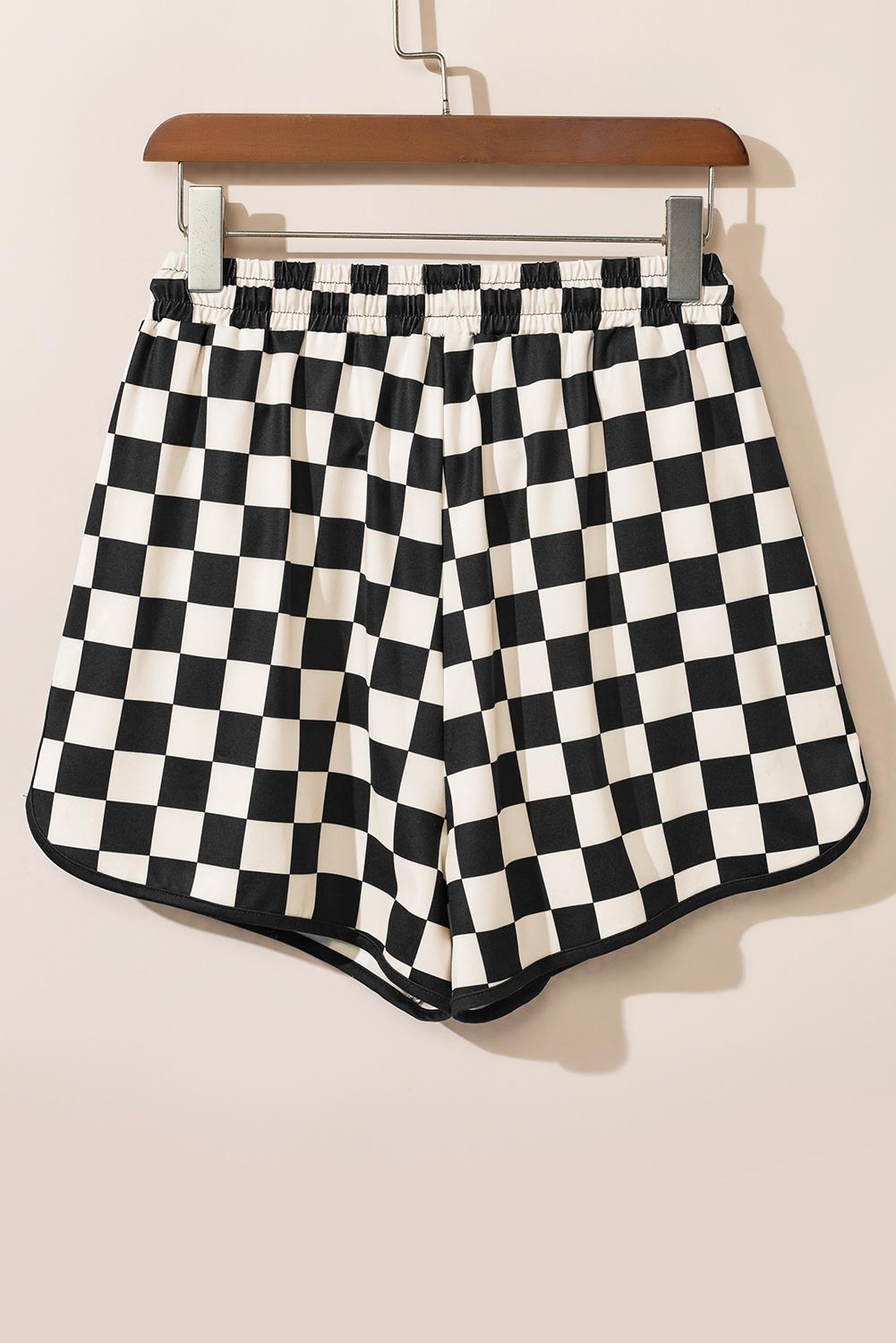 Mntaor Women's 2025 Checkered Drawstring Elastic Waist Casual Summer Shorts - Fitted Style with Adjustable Fit for Comfortable Outfit