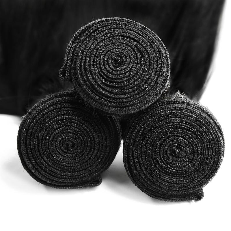 Brazilian Yaki Straight Hair Bundles 1 3 4 Bundles Human Hair Weave Raw Hair Bundles for Quick Weave