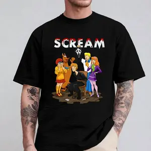 Scooby Scream Shirt – Funny Horror x Cartoon Tee, "It’s Always Someone You Know" Graphic Top, Stylish & Comfortable Fall Casual Streetwear, Party Hoodie & T-Shirt for Fans Classic Crewneck casual versatile