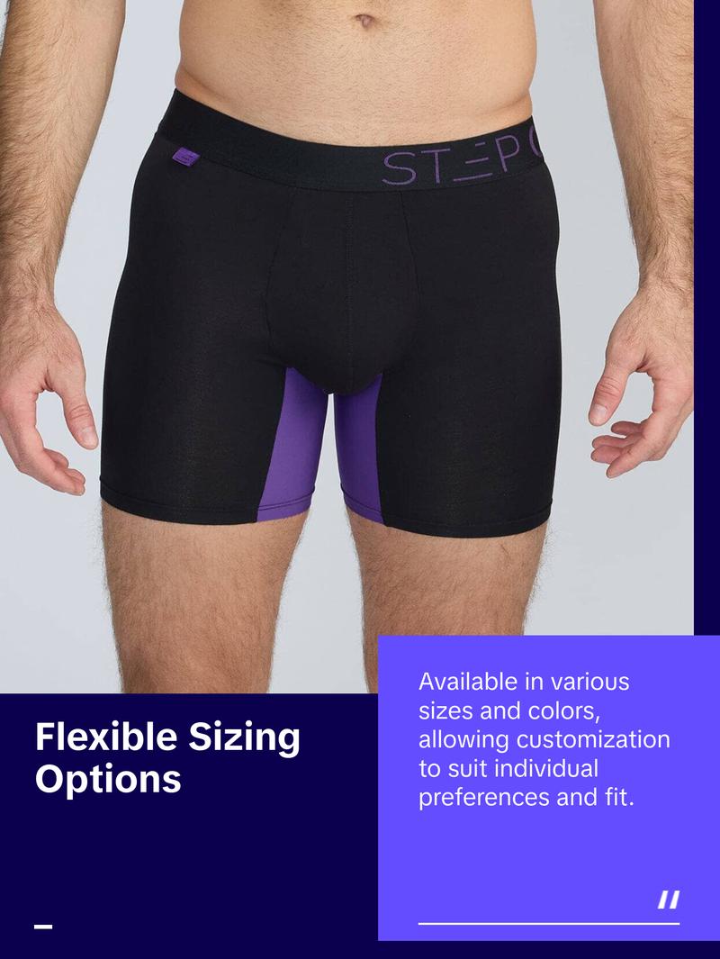 Step One Men's Boxer Brief - Obsidians, Anti-Chafe, Breathable Bamboo Fabric, UltraGlyde Panels, Hidden Elastic Pouch, Premium Underwear, Athletic Daily wear