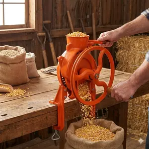 Heavy Duty Hand Corn Sheller Cast Iron Manual Corn Thresher with Wooden Handle Farm Corn Remover Tool