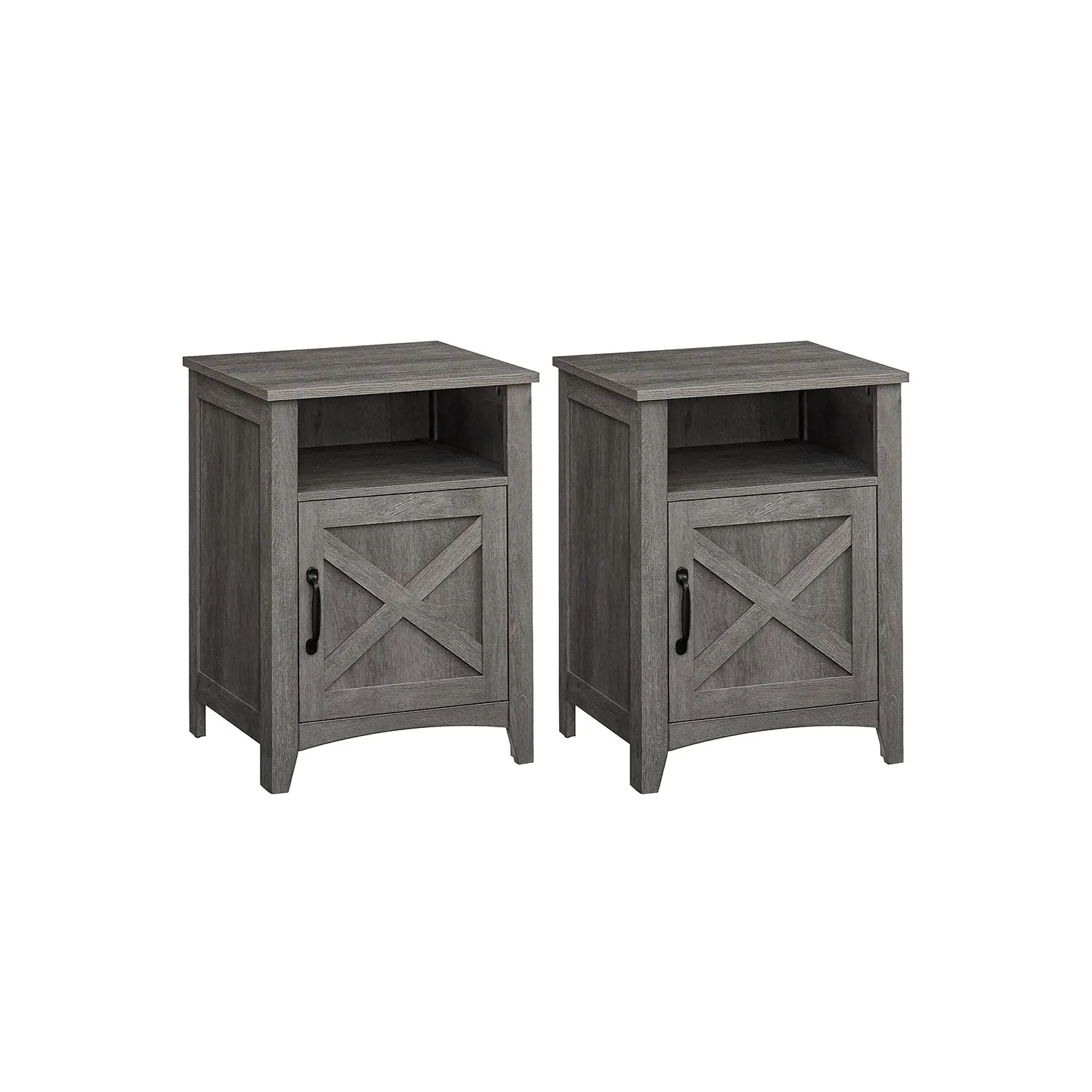 VASAGLE Farmhouse Nightstand Set with Barn Door - Engineered Wood Bedside Table, Versatile Modern Storage Furniture, 132 lb Capacity, Coffee Table Option, Assembly Guide Included (Farmhouse Collection)