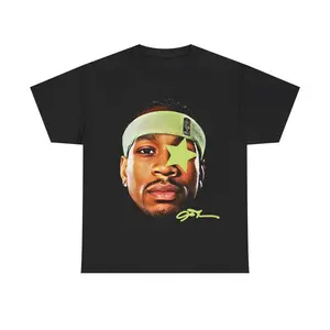 Allen Iverson Inspired Vintage Graphic T-shirt 90s Styled   Retro Top with Hip-Hop Vibes and Comfortable Fit Crewneck Shortsleeve