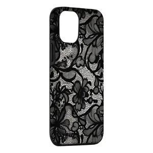 Black Lace Vintage Pattern Phone Case, Compatible with iPhone 17 16 15 14 13 Pro Max Plus .Cute Fashion Dual Layer Creative Case, Perfect Gift for Her/Him.hockproof & Stylish. iPhone 17 cases / iPhone16 Pro Max cases /iPhone 15 Pro Maxcases.