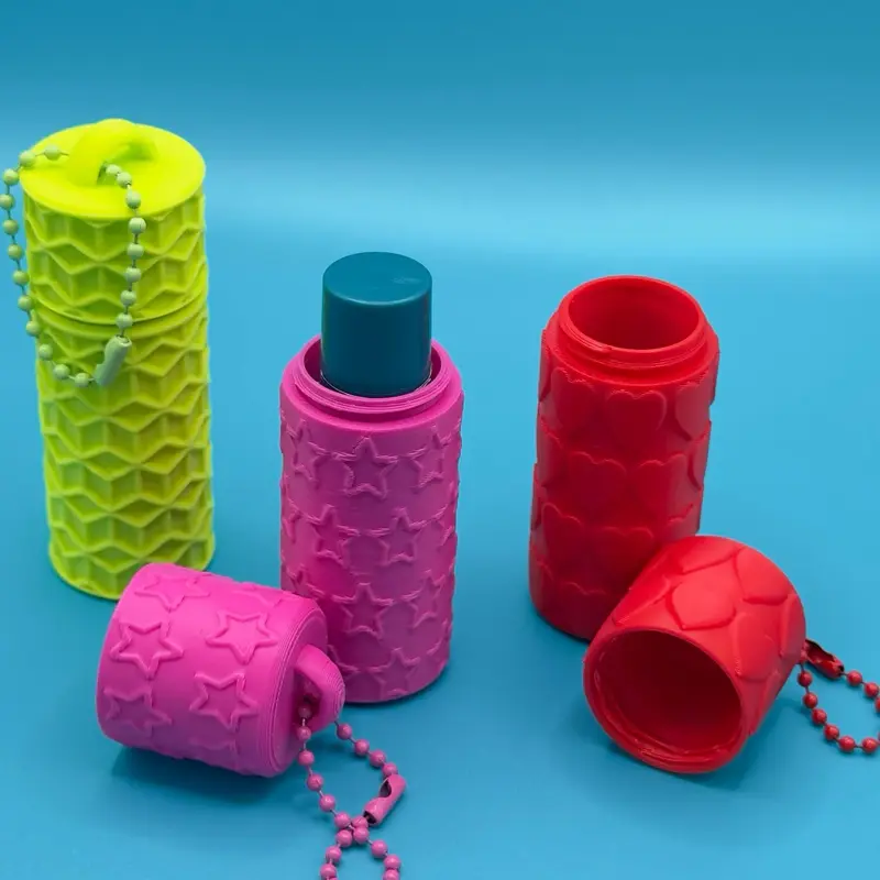 Unisex Adorable Clip-On 3D Printed Plastic Lip Balm Holder Keychain - Everyday Accessory for Purse, Backpack, Standard Size
