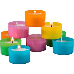 Stonebriar 96 Pack Multicolor Tea Lights, Colorful Tea Candles, Unscented, 6 to 7 Hour Long Burning