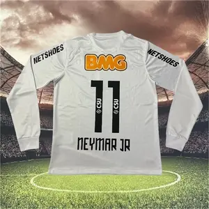12 13 Santos Home White Retro No.11 Neymar Long sleeved Soccer Jersey