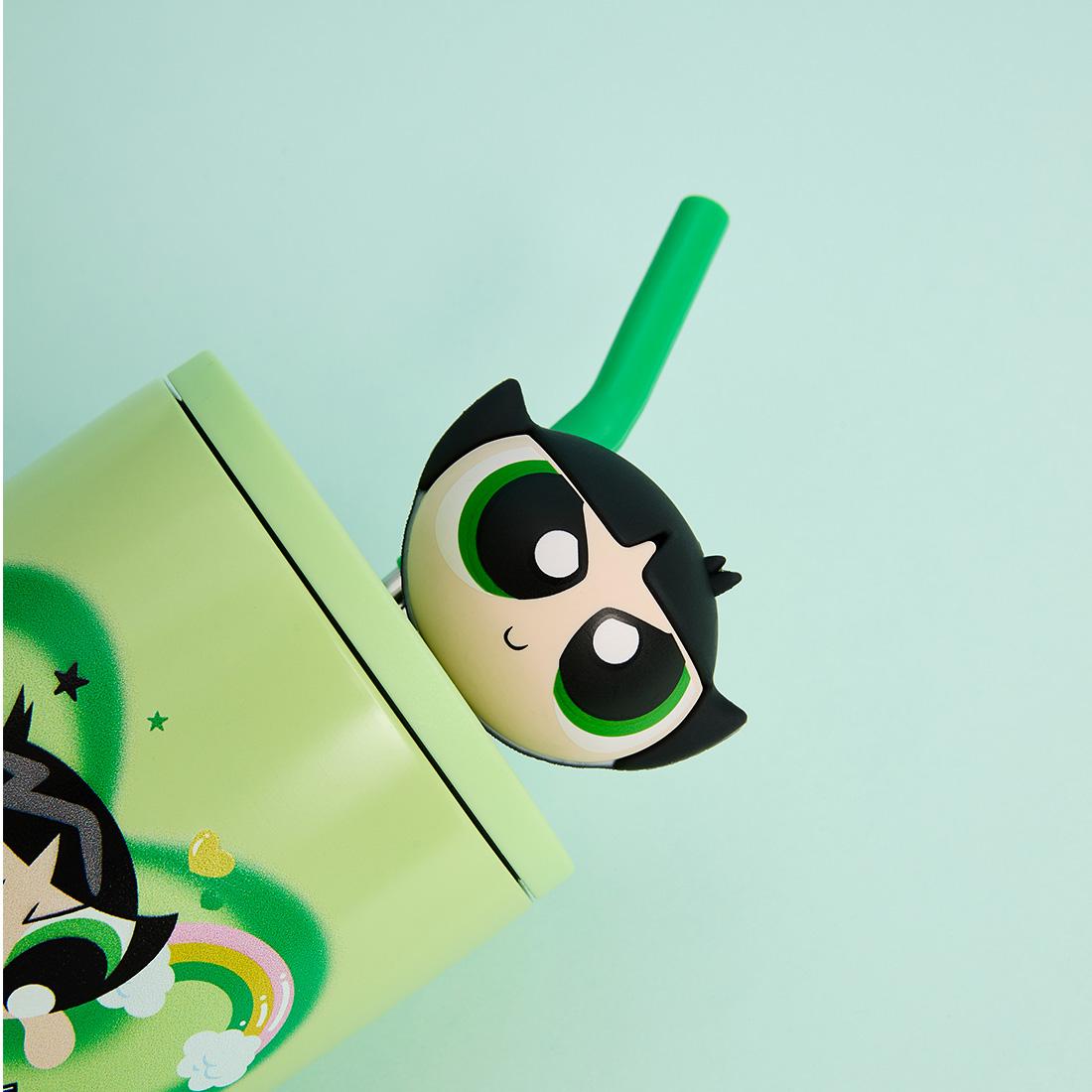 【 New Year's gift】MINISO Powerpuff Girls Gradient Stainless Steel Straw Cup 900ml 30oz Travel Mug Cute Design Durable Eco Friendly Perfect for New Year's gifts