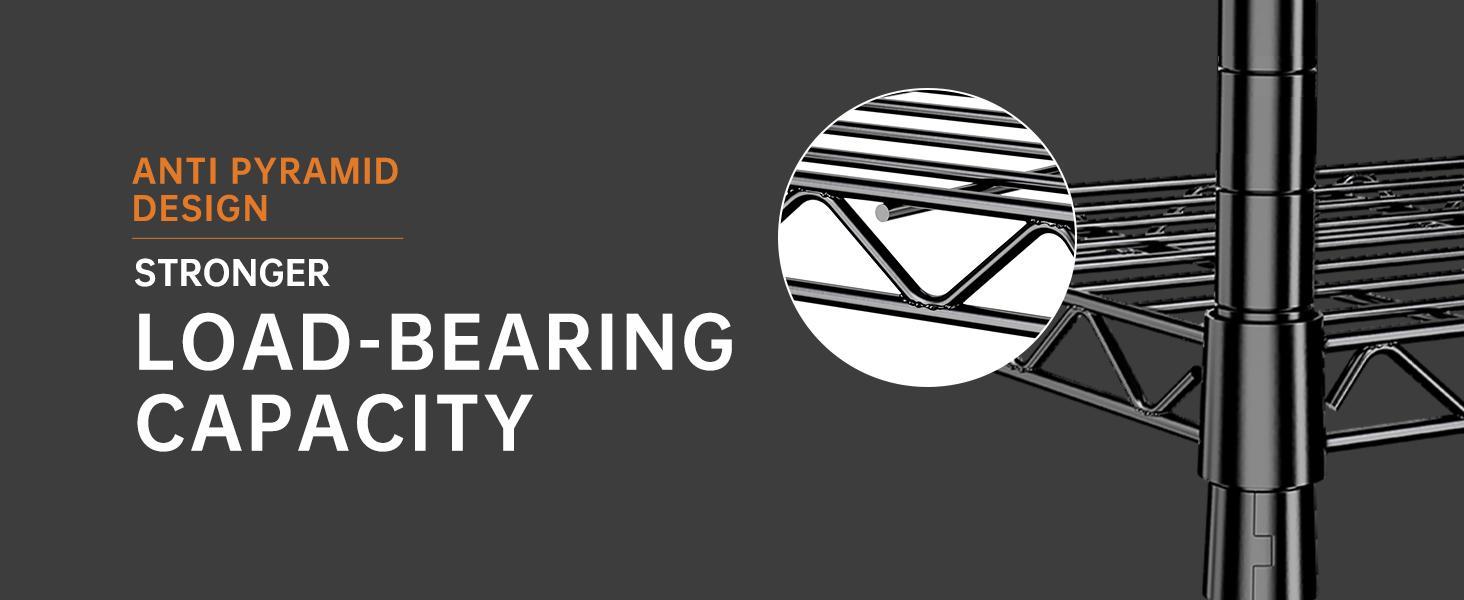 【Storage essentials】Raybee 5-Tier 71‘’H Garage Shelving,Adjustable Metal Wire Storage Shelves Units for Laundry,Kitchen,Pantry Organizer & Closet Rack,Bookshelves & Kitchen storage shelves,Space-saving shelves,Essential for homemakers and parents,Black