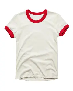 Vintage Unisex T-Shirt – Retro Ringer Style – Off-White/Red