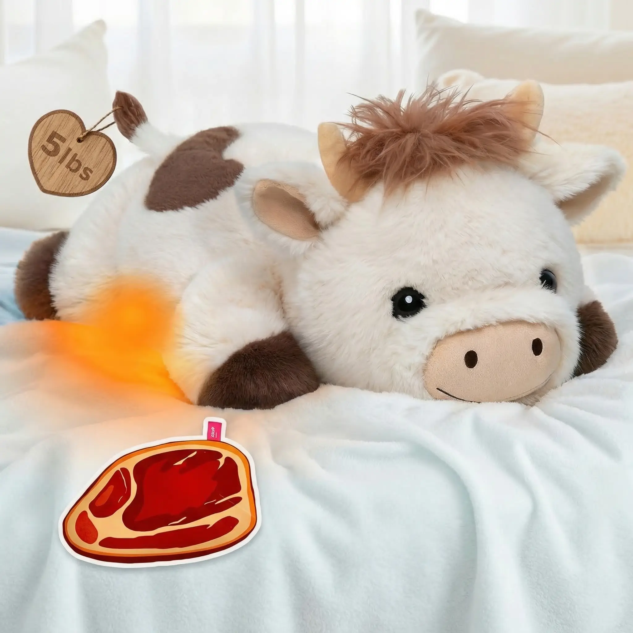 Classic Weighted Cow Plush (with steak)