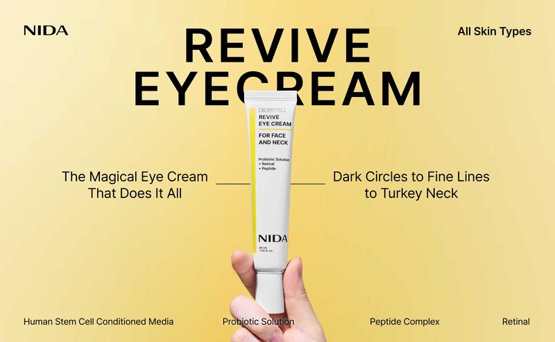 NIDA Revive Eye Cream For Face And Neck (40mL) / Probiotic Solution, Retinal, Peptide / Wrinkles, Fine Lines, Aging Skin