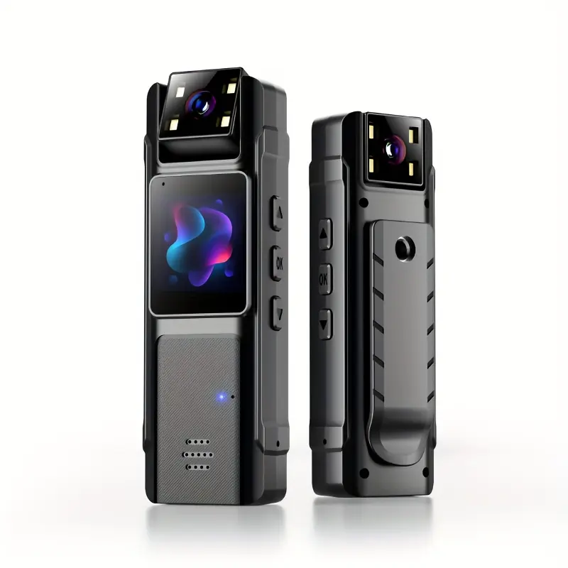 Portable Body Recording Device- 1080P Compact Digital Camcorder with 180° Rotating Lens, 130° Wide Angle (Reduces Blind Spots), Night Vision, Wi-Fi, Motion Detection, LED Light, Adjustable Clip (No Memory Card) for Fitness, Work, Video Camcorder