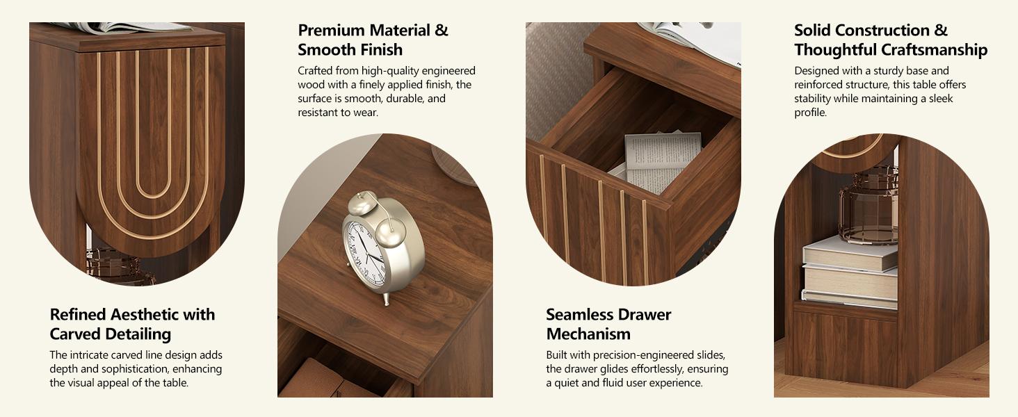 Giratree 23.62" Engraving Fluted Nightstand Set of 2, Wooden Small 1 Drawer Nightstand, Slim Side End Table, Vintage Bedside Table, Mid Century Modern Night Stand with Drawers, for Living Room, Bedroom Giratree 23.62" Engraving Fluted Nightstand Set of 2, Wooden Small 1 Drawer Nightstand, Slim Side End Table, Vintage Bedside Table, Mid Century Modern Night Stand with Drawers, for Living Room, Bedroom