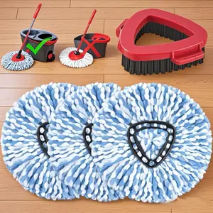 Mop Refills for OCeda RinseClean 2-Tank System – Microfiber Replacement Heads & Scrub Brushes for Multi-Surface Deep Cleaning in Bathroom, Kitchen & Tile Floors
