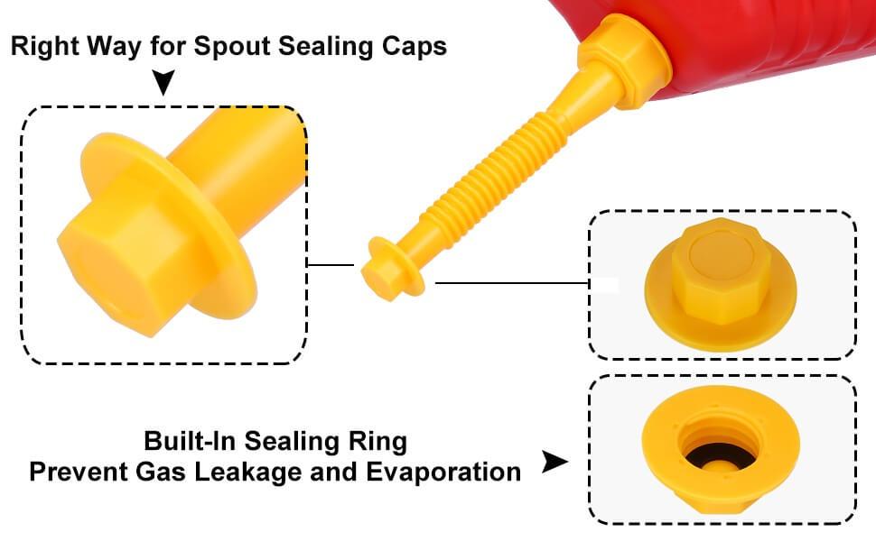 Gas Can Spout Replacement,Fuel Can Spout,Gas Tank Nozzle,Gas Can Nozzle,(3Kit-Yellow) with 3 Coarse Thread Caps & 3 Fine Thread Caps,Flexible Pour Nozzle Suitable,Built in Sealing Ring Prevent Leakage