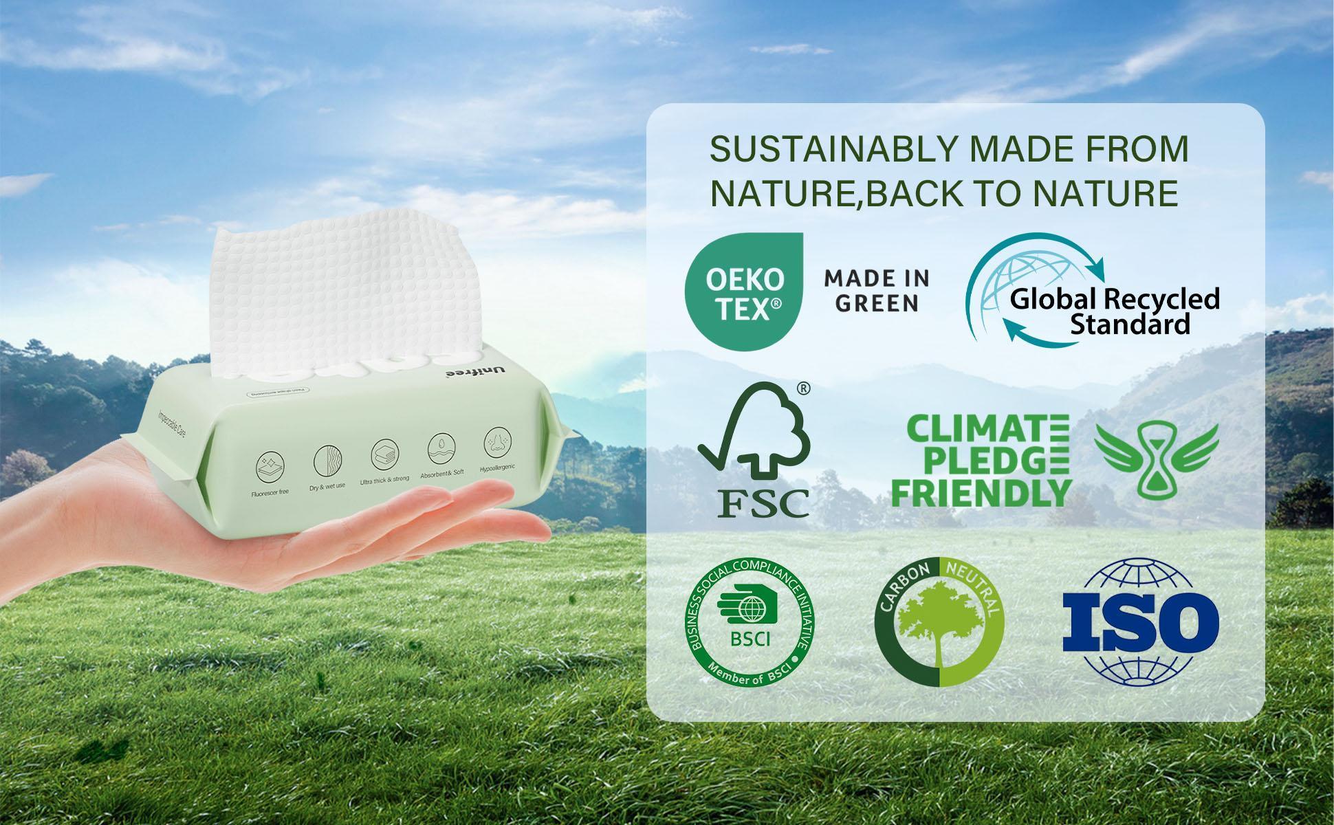 [C] Unifree Disposable Dry wipes, Face Towel, Absorbent, Biodegradable, Reusable, Soft, Comfort, Skincare, Fsc, Napkin washcloth Towelette Single Use Tissues Sheet