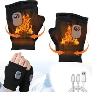 Heating Gloves,Smart Thermostatic Heated Fingerless Gloves,Portable Heating Gloves with Digital Display, Fingerless, Rechargeable, 1800mAh Battery,45-55C Three Heating Levels,Heating Glove for Women