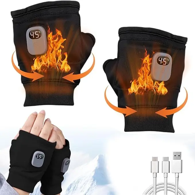Heating Gloves,Smart Thermostatic Heated Fingerless Gloves,Portable Heating Gloves with Digital Display, Fingerless, Rechargeable, 1800mAh Battery,45-55C Three Heating Levels,Heating Glove for Women - TikTok Shop Heating Gloves,Smart Thermostatic Heated Fingerless Gloves,Portable Heating Gloves with Digital Display, Fingerless, Rechargeable, 1800mAh Battery,45-55C Three Heating Levels,Heating Glove for Women - TikTok Shop