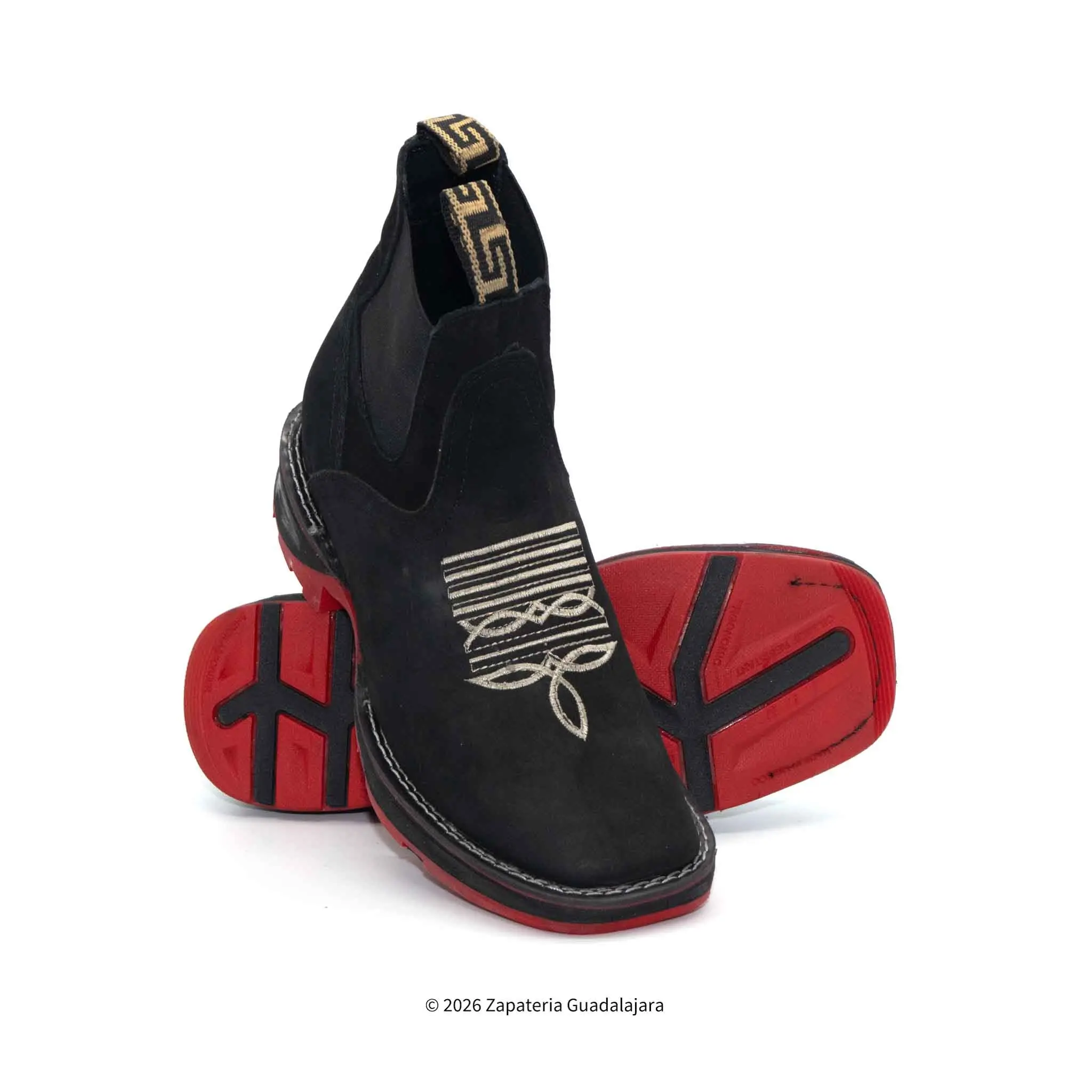 Red Sole Square Toe Black Nobuck Leather Boot