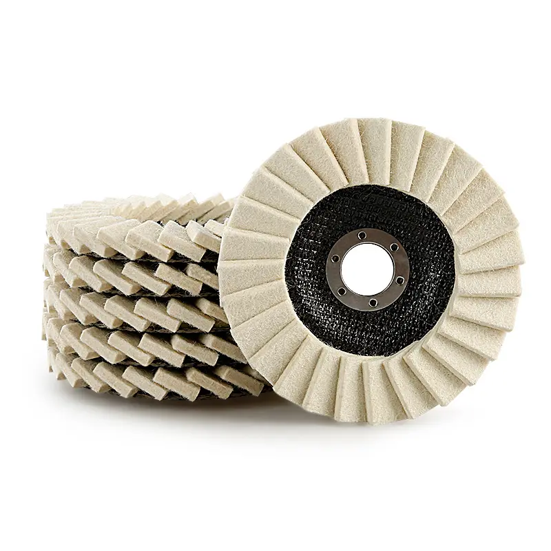LOZLIN 5-Inch Wool Polishing Wheels (1PCS/3PCS 3-Wheel Set Option) for Angle Grinders - Fiberglass Back, Balanced Smooth, Durable Efficient, Heat-Dissipating - Final Step for High Gloss Mirror Finish on Metal/Glass,toolupgrade