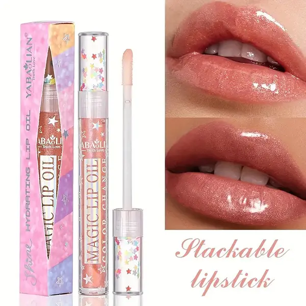 Glossy Plumping Lip Gloss, Hydrating Sheer Glitter Cosmetic for Daily Makeup and Color Correction, Beauty Products, Lip Care, Valentine's Day, Hydration Boost, Glitter Shine, Deionized Water, Plumps Lips