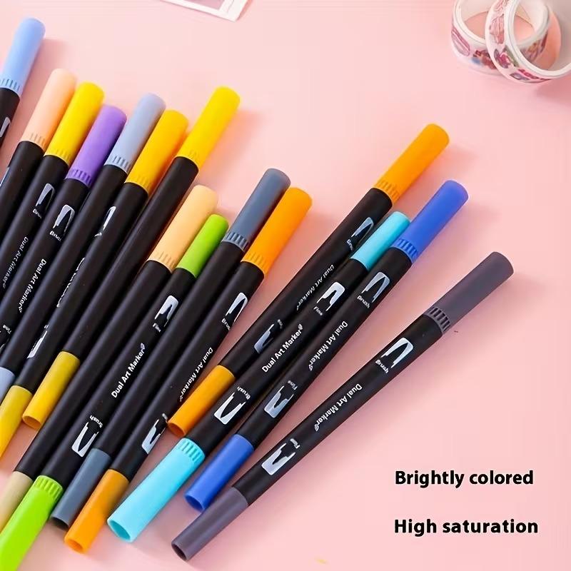48 Color Duo Tip Pens Art Markers Set,96 Nibs Fine and Brush Tip for Adult Coloring Book Journaling Note Taking Lettering Calligraphy Drawing Pens Supplies
