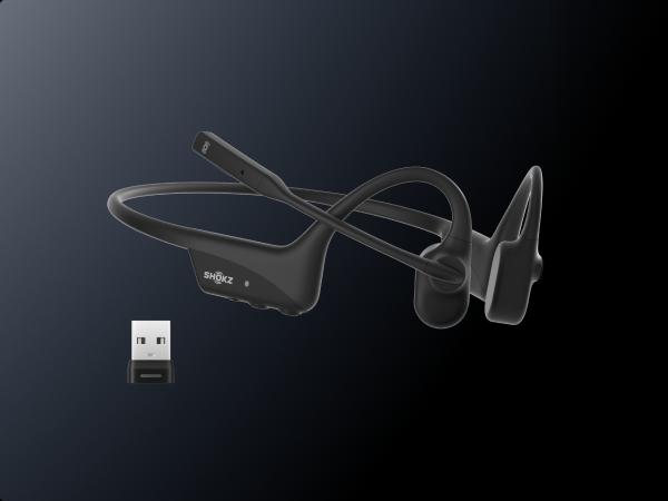 OpenComm2 UC 2025 Upgrade - Open-Ear Wireless Computer Headset with Boom Mic, Bone Conduction Bluetooth Stereo Headphones, USB-A/C Dongle Compatible with PC and Mac, Zoom Certified - C120UC