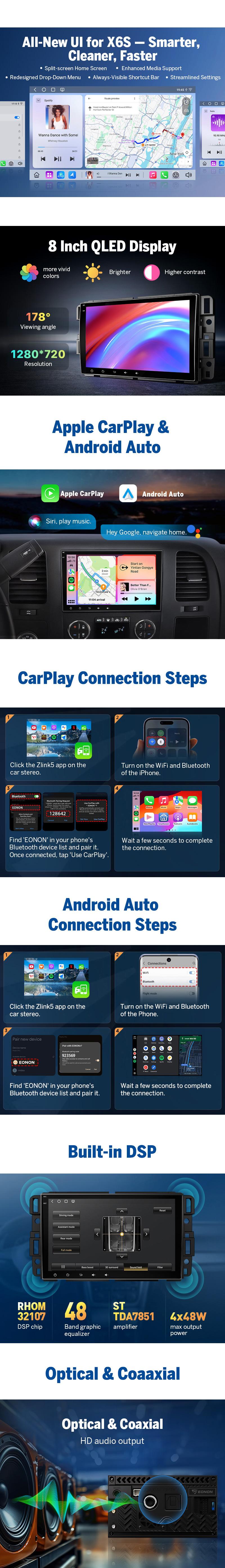 EONON Car Stereo for Chevy GMC Buick Chevrolet Silverado Sierra Suburban Impala Tahoe Avalanche Traverse HHR Acadia Yukon Truck, Wireless CarPlay & Android Auto Car Radio Touch Screen, 8" Android 13/14 Car head unit, SWC, BT, Jumpstart Sale, GMX7 / GMX6S2