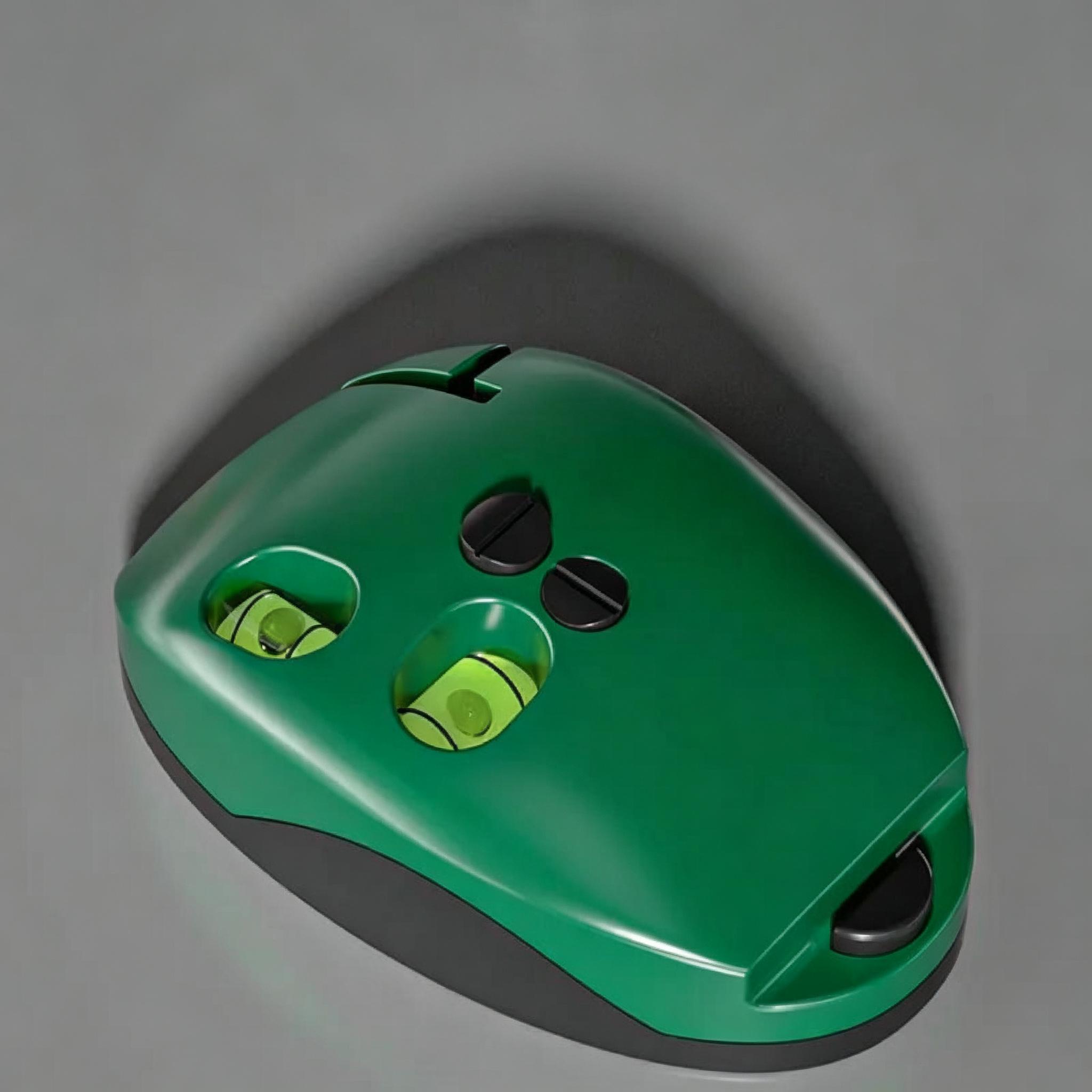Compact green laser bubble level used for indoor alignment